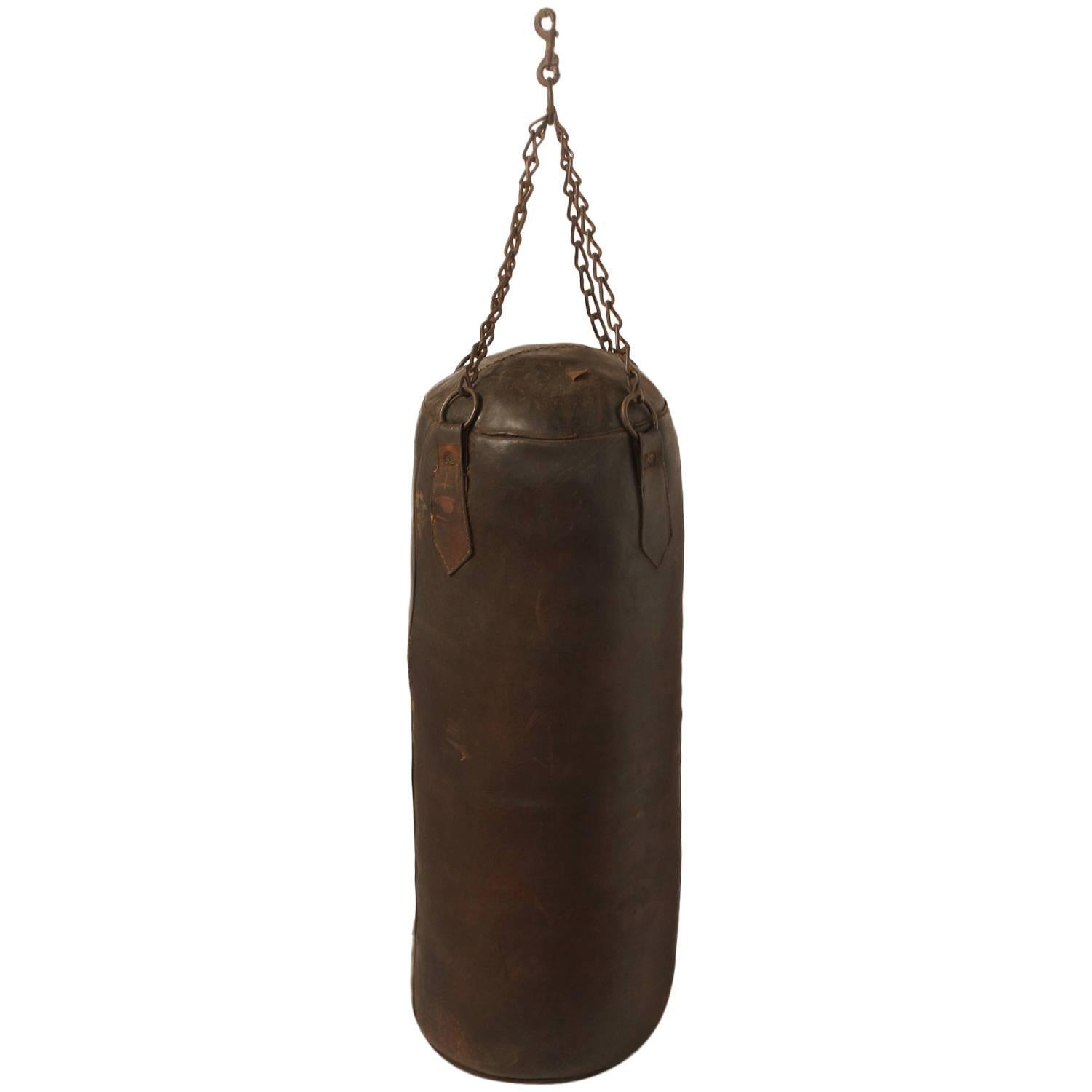 Antique American Boxing Punching Leather Bag For Sale at 1stdibs