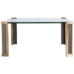 Retro Peter Ghyczy T14 Glass and Brass Coffee Table