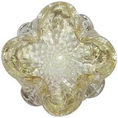 Vintage Murano Yellow and Gold Art Glass Bowl, Italy