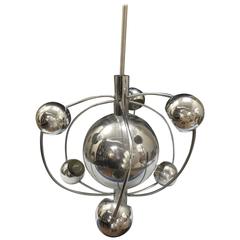 Vintage Modernistic Italian Chrome Celestial Multi Sphere Chandelier
