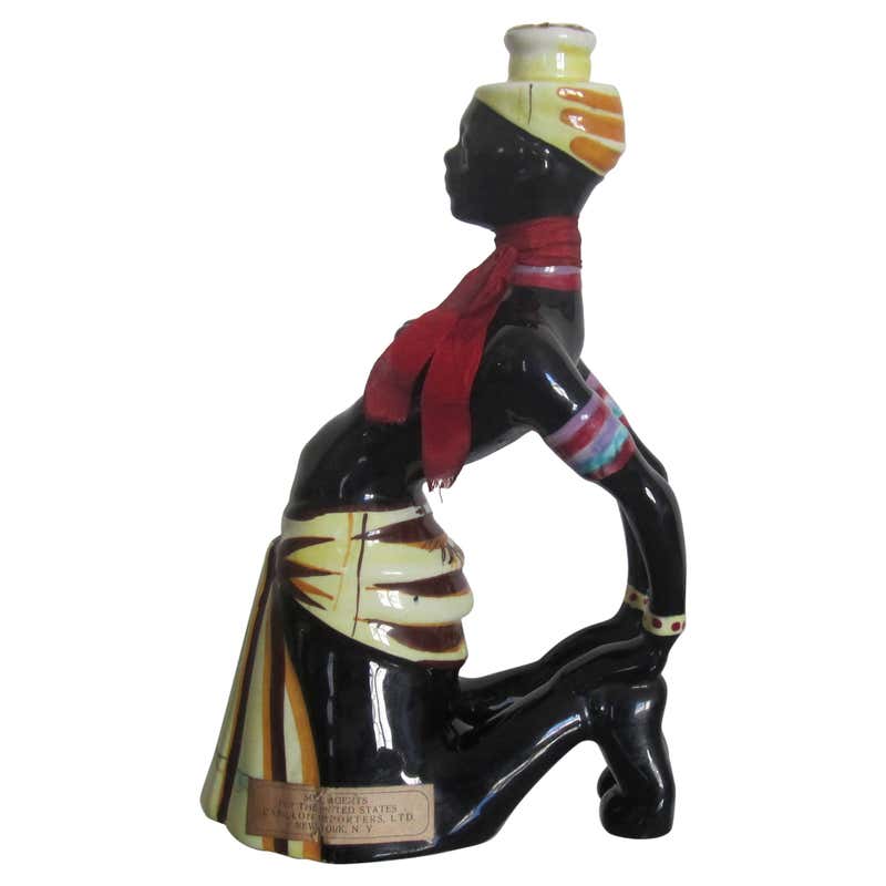 Vintage Female Blackamoor Sculpture Ceramic Decanter, Italy at 1stdibs