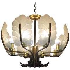 Large Chandelier by Carl Fagerlund for Orrefors Frosted Glass