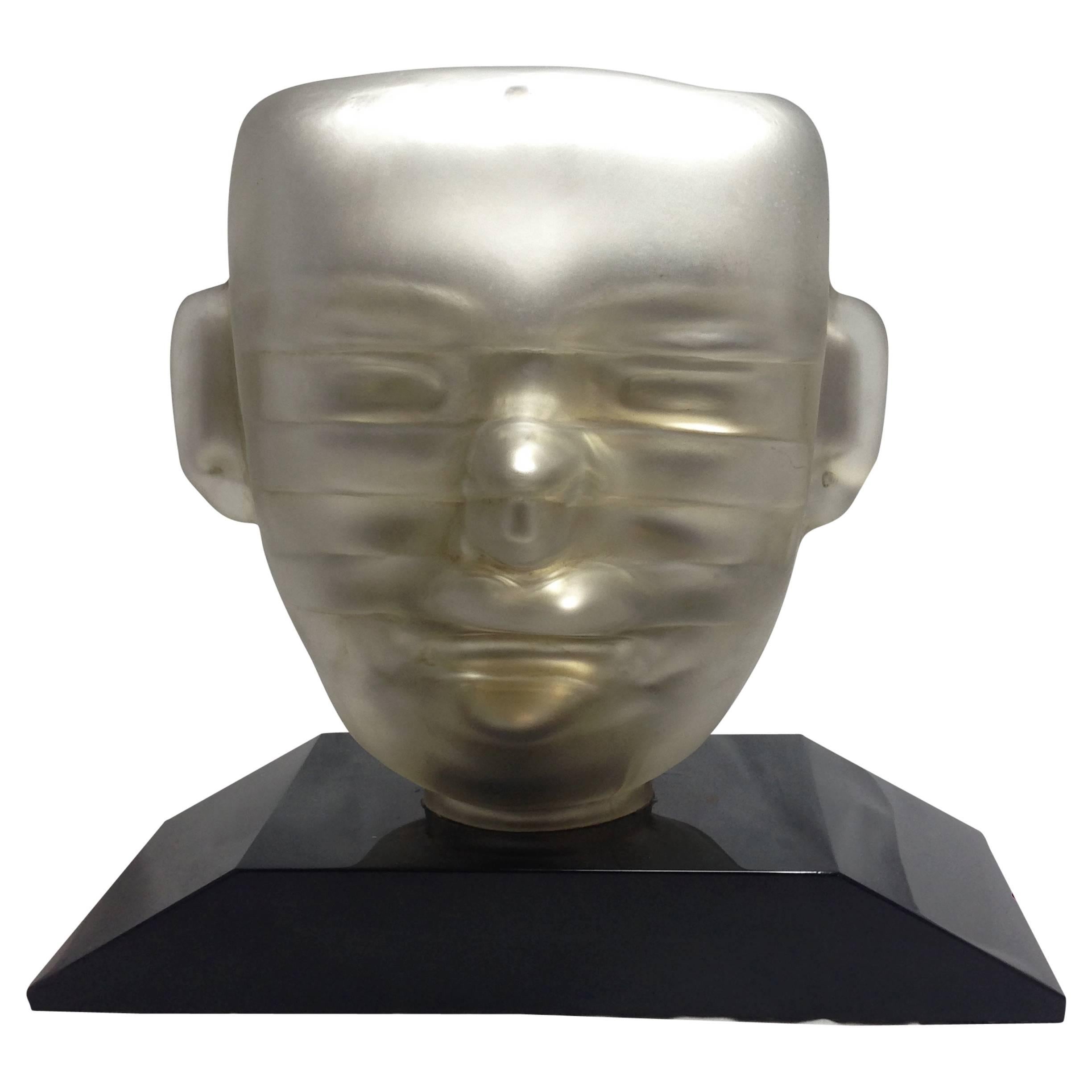Pedro Ramirez Vazquez Mercury Glass Mask Sculpture Signed