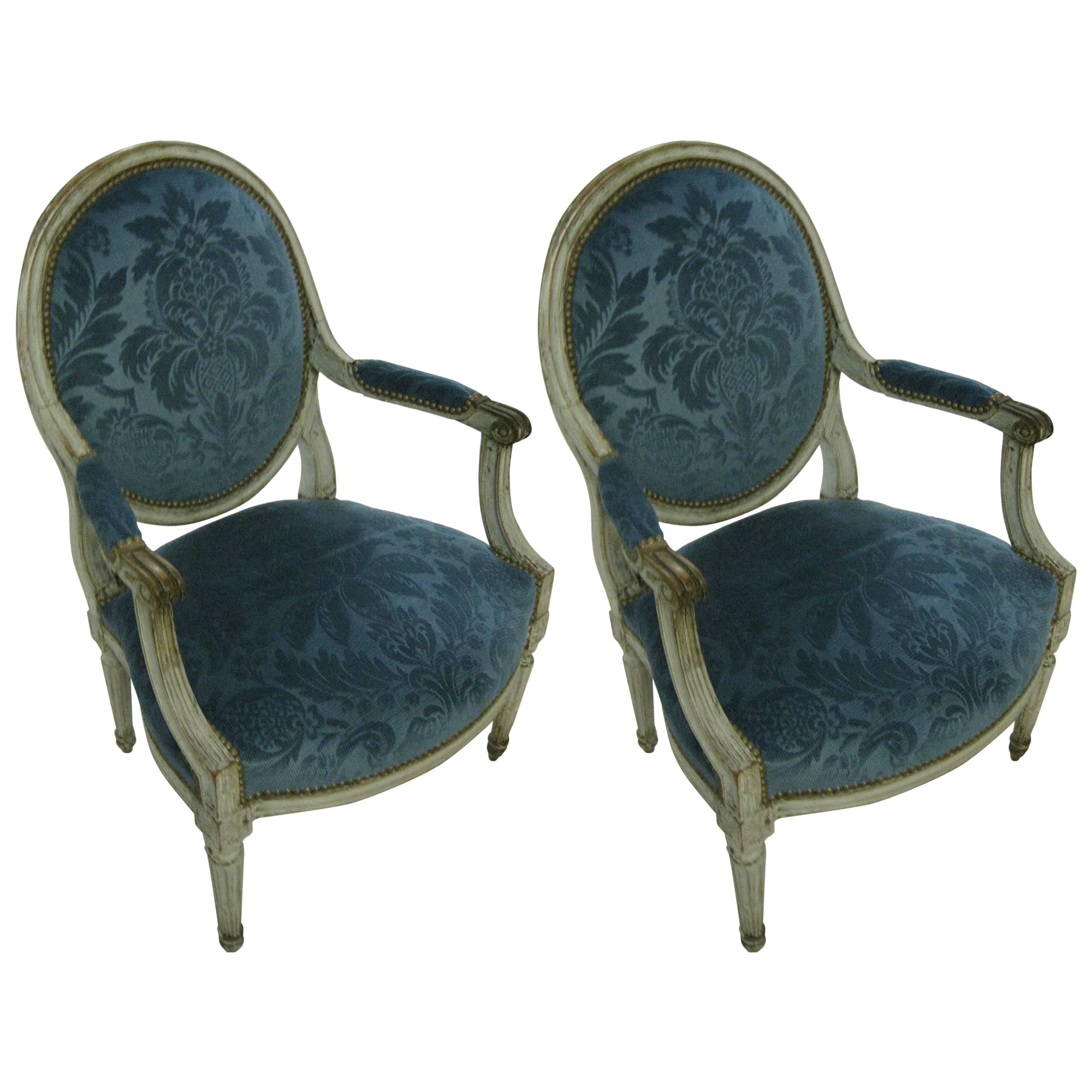Pair of French Fauteuil, 18th Century For Sale