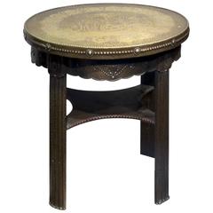Repoussé Brass Covered Side Table