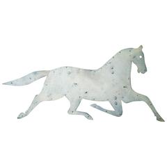 Antique American Sheet Iron Horse Weathervane in Old White Paint