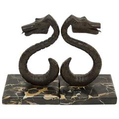 Art Deco Bronze Serpent Bookends