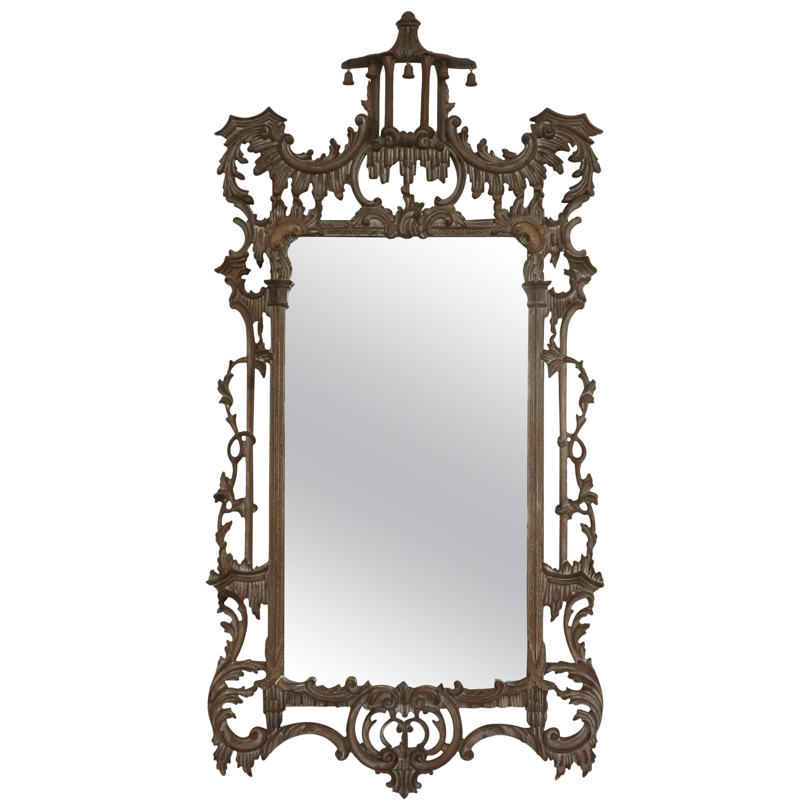 Chinese Chippendale Hand-Carved wood Mirror
