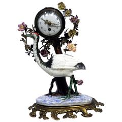 Louis XV Style Samson Chinoiserie French Crane Mantel Clock, 19th Century