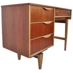 Vintage Walnut and Birch Writing Desk by American Furniture Company Stanley