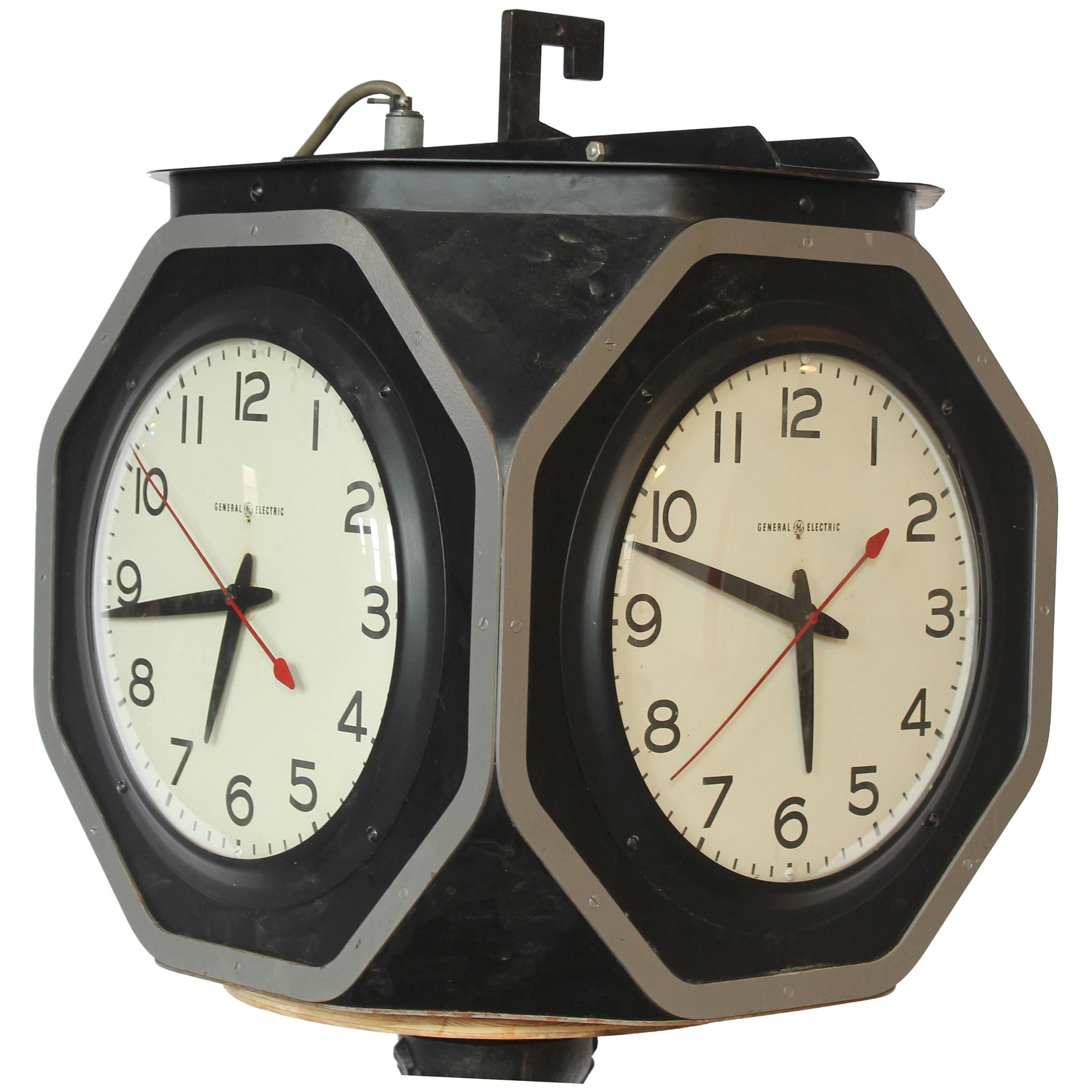 1930s Four-Sided Train Station Clock by General Electric