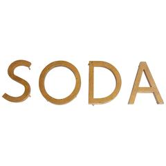 Vintage Gold Leaf Metal Sign Soda