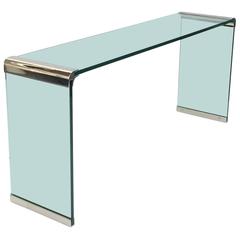 Nickel and Glass Console Table by Leon Rosen for Pace Collection