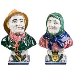 Pair of Italian Majolica Busts, circa 1870 4
