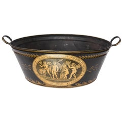 Large Black and Gold Tole Container