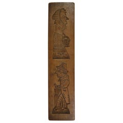 Antique Double-Sided Wooden Gingerbread Mold, Man and Woman