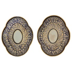 Pair Derby Blue and Gold Plates 