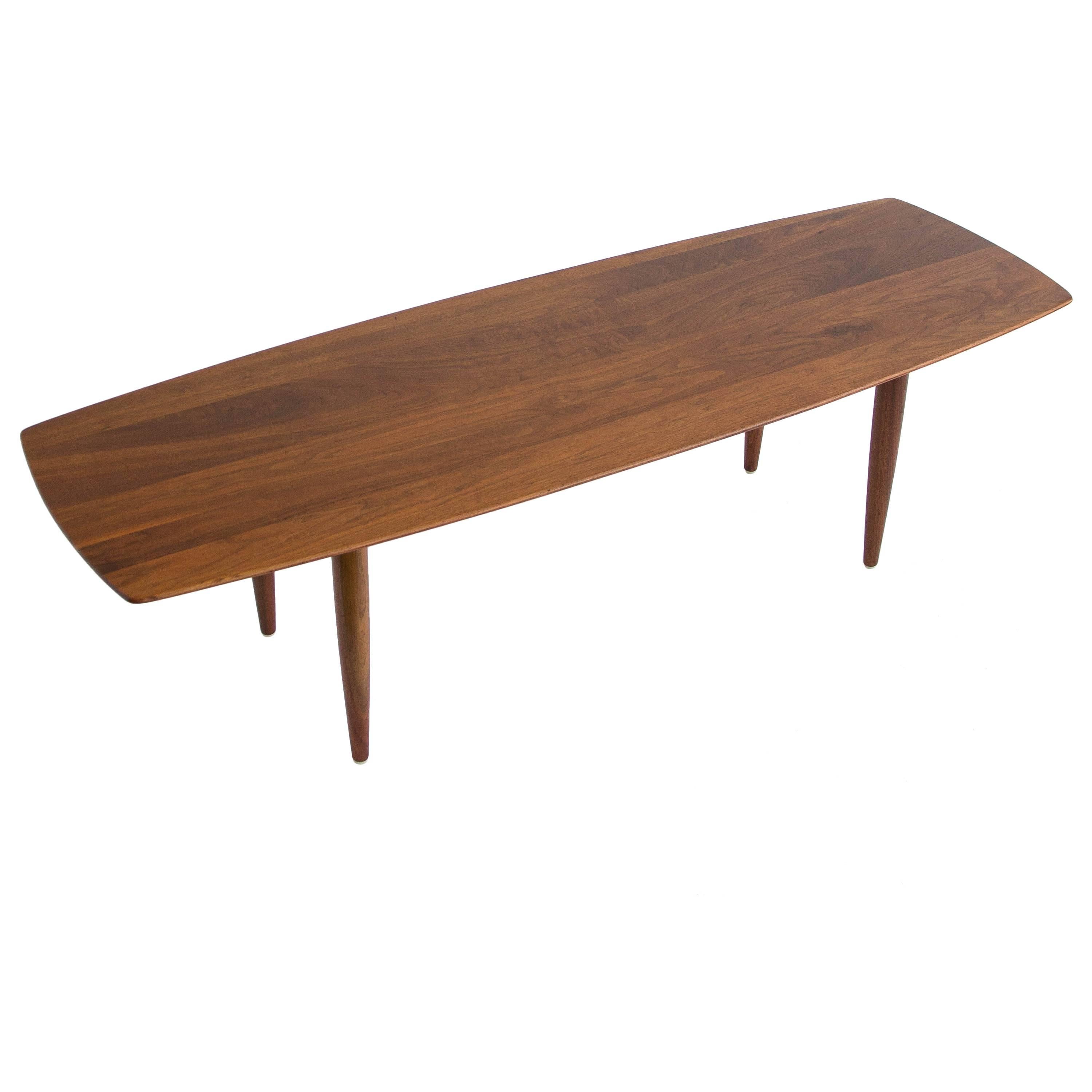 American Made Solid Walnut Surfboard Coffee Table by Prelude