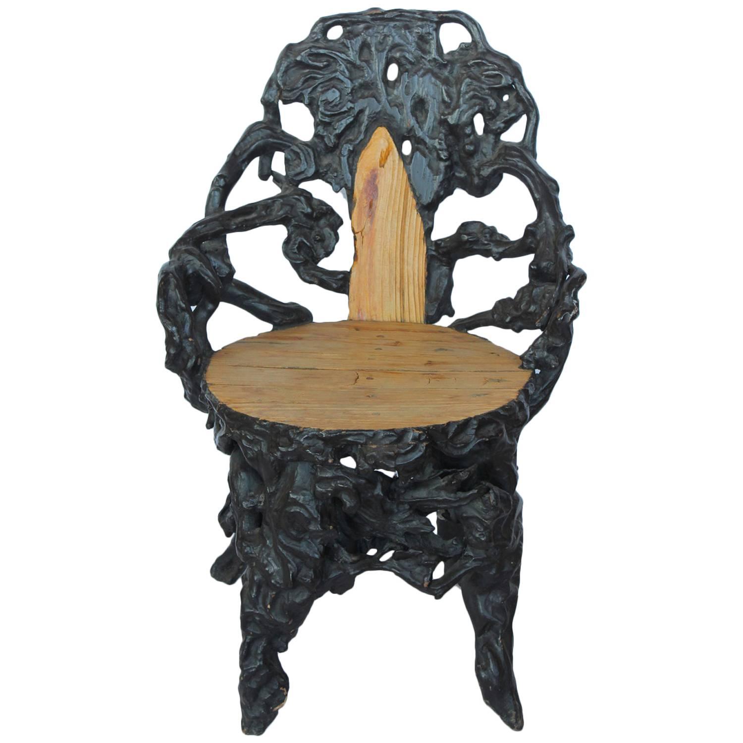 Stylish Antique Black Forest Chair For Sale