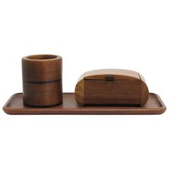 Vintage Collection of Solid Wood Desk Accessories