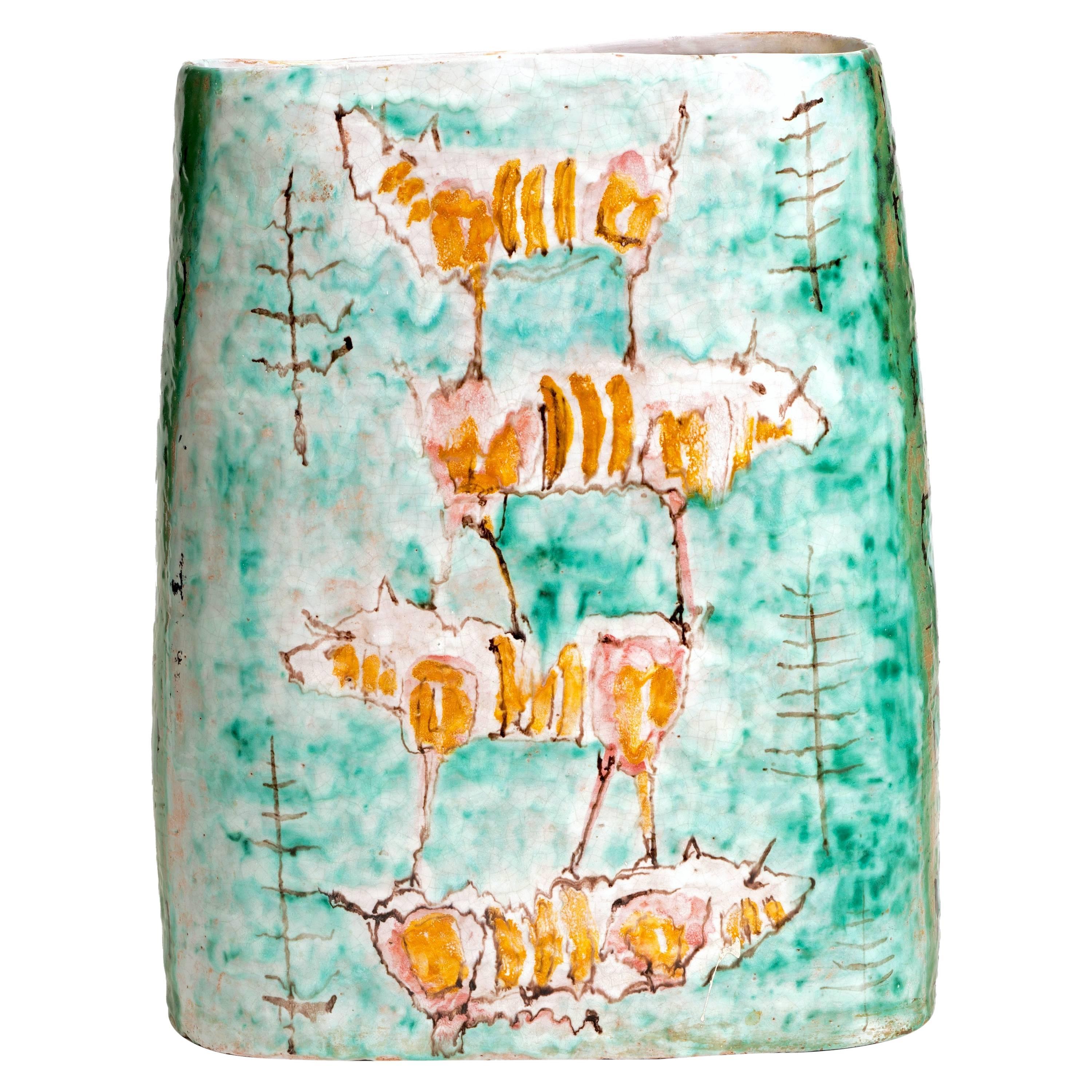 Rare 1940s Italian Double-Sided Ceramic Vase by Ed Langbein