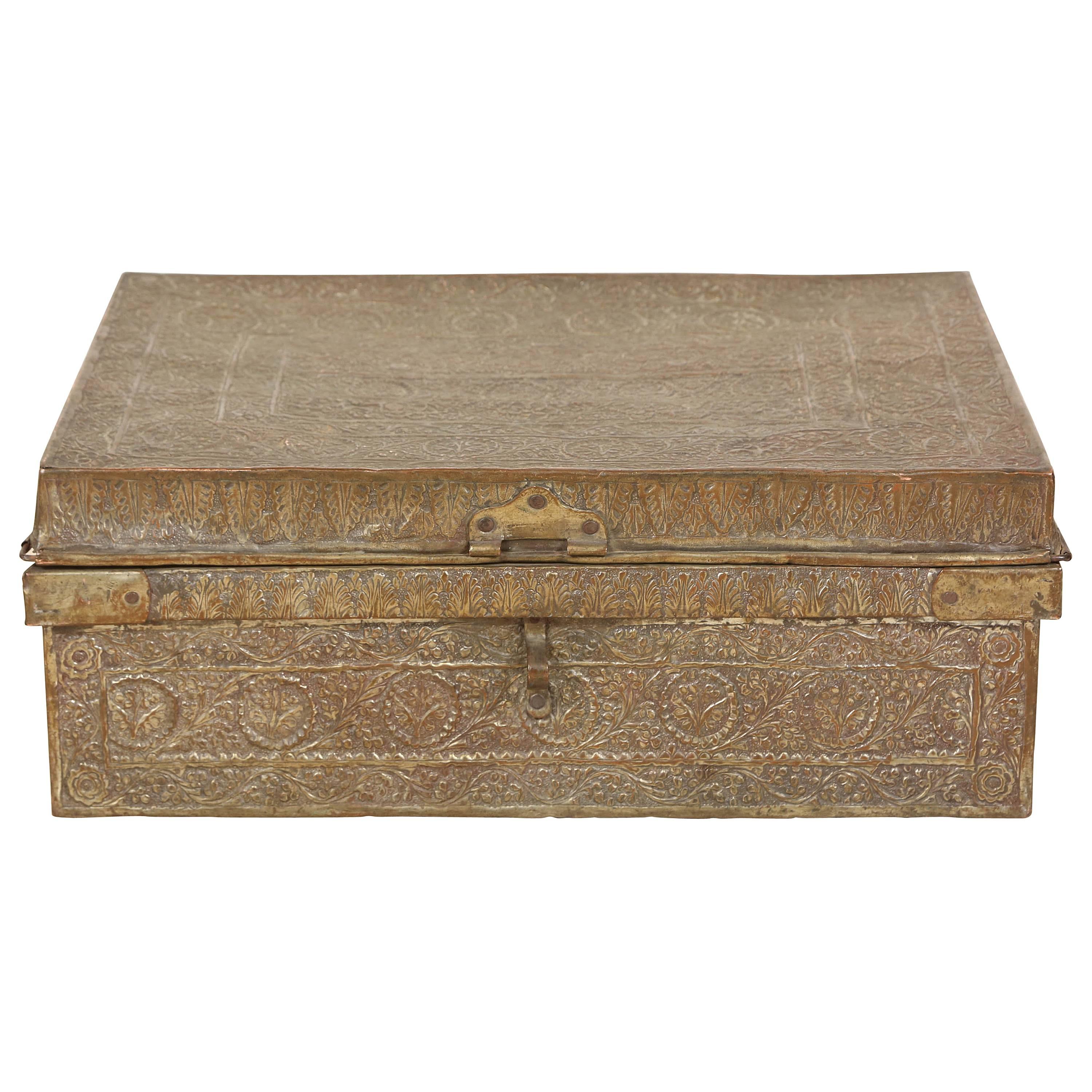 Large Antique 19th C. Anglo Indian Metal Writing Box
