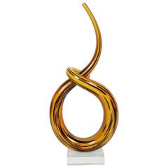 Murano Handblown Glass Twisted Knot Sculpture