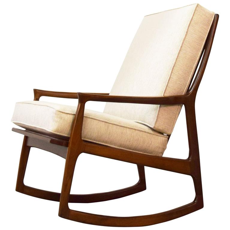 Milo Rocking Chair Milo Baughman 'Archie' Walnut Rocking Lounge Chair at 1stDibs