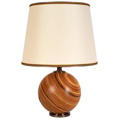 Beautiful Turned Wood 1960s Table Lamp