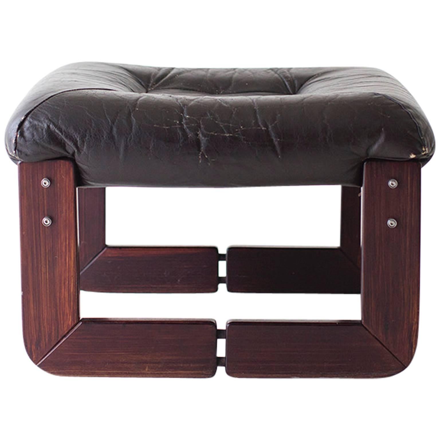 Percival Lafer Rosewood and Leather Ottoman