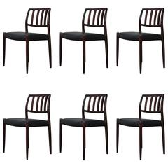 Set of Six Niels Otto Møller Rosewood Dining Chairs Model 83