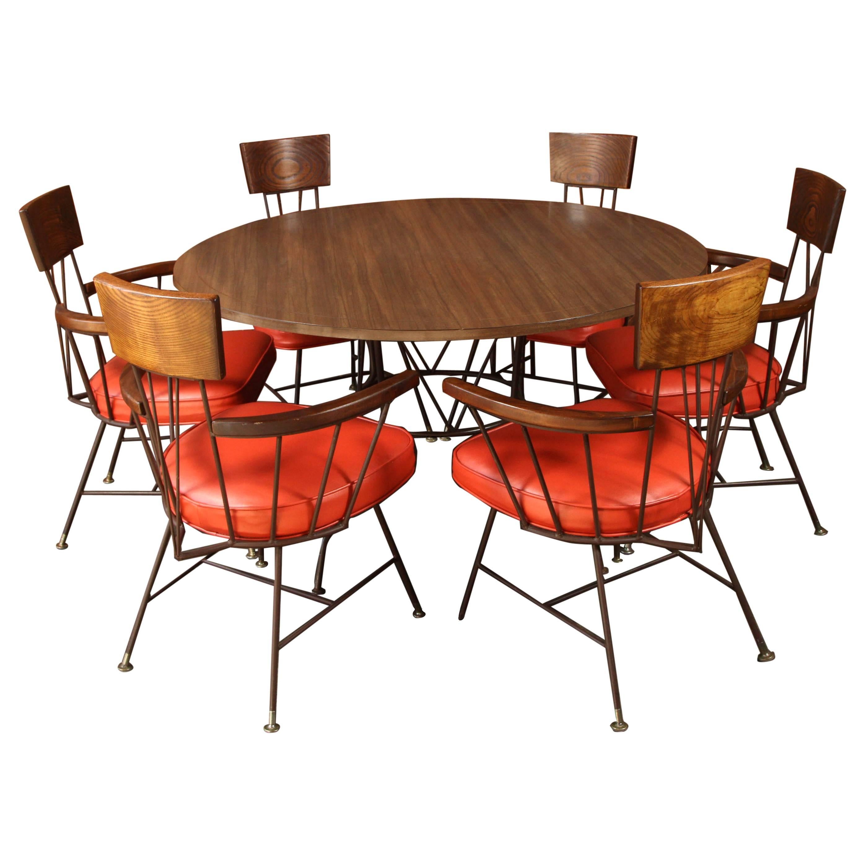 Richard McCarthy Dining or Game Table and Six Captains Armchairs