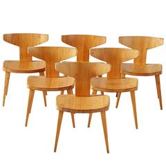 Six Dining Chairs by Jacob Kielland-Brandt in Solid Pine