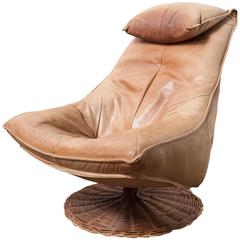 Gerard Van Den Berg Delantra Leather and Rattan Lounge Chair