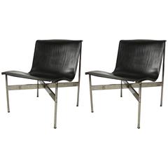 Pair of Leather and chrome chairs by Katavalos, Littell, and Kelly