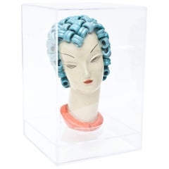 Vintage Goldscheider Inspired Czech Signed Ceramic Stylized Art Deco Head
