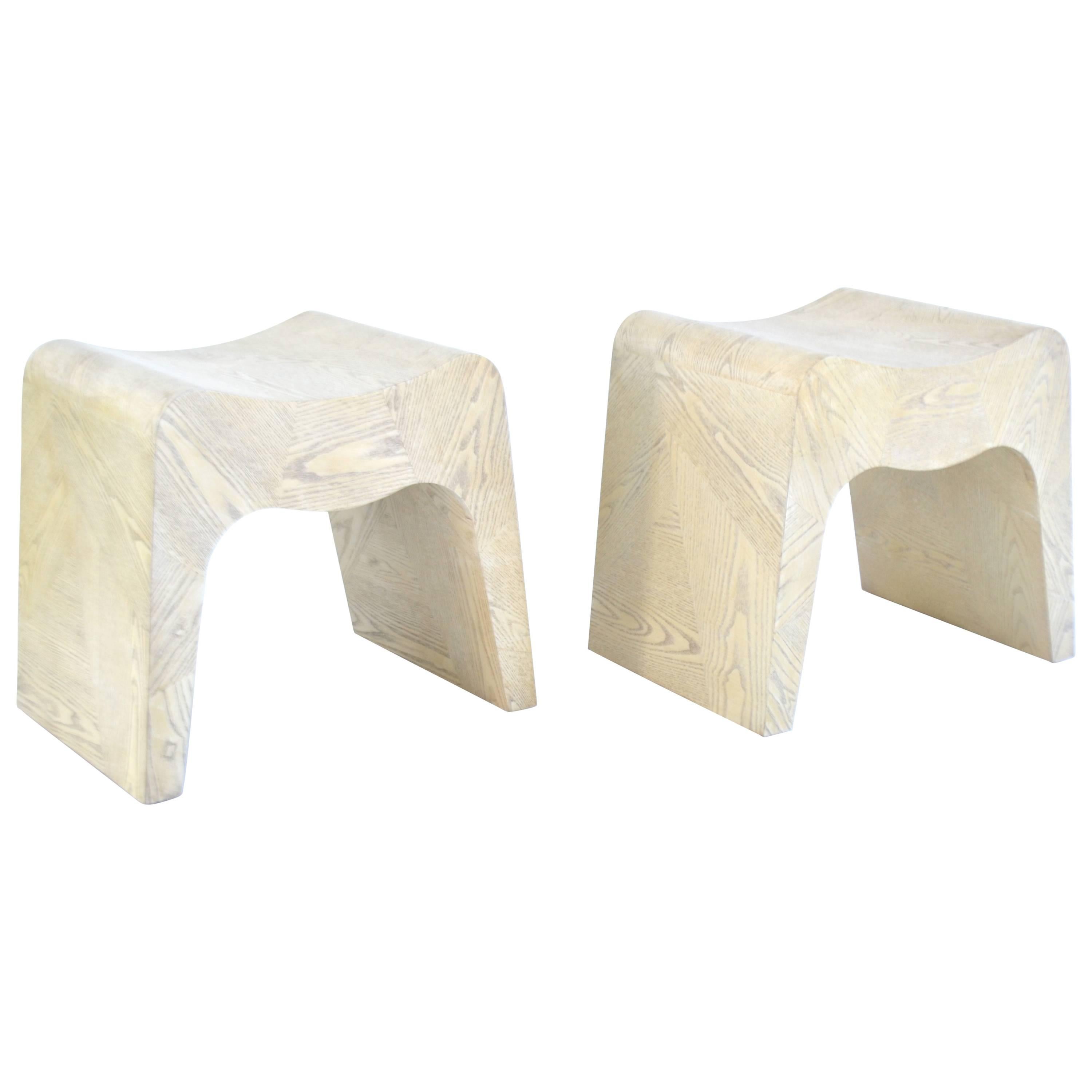 Pair of French Postmodern Stools For Sale