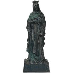 Bronze Sculpture of Saint, Santa, Barbara by California Artist Francis Sedgwick