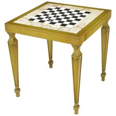 Vintage Bleached Walnut and Inlaid Marble Regency Game Table