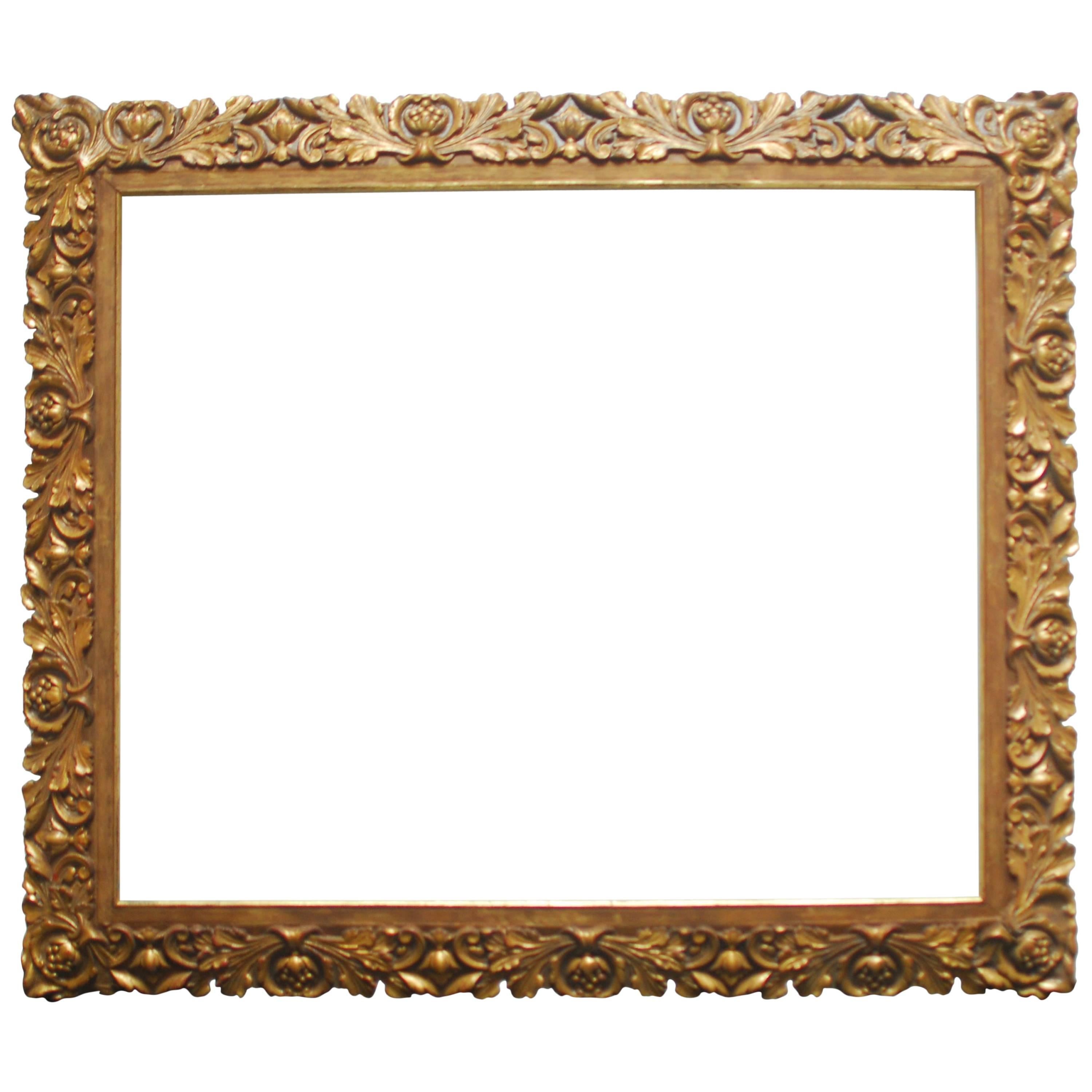 19th Century Carved Giltwood and Gesso Frame