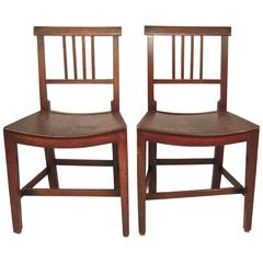 Pair of George III English Country Saddle Seat Chairs