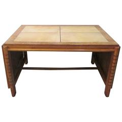 French Cerused Oak and Parchment Writing Desk