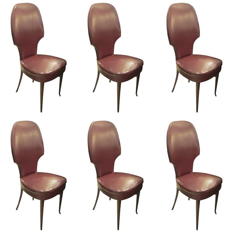 Set of Six Sculptural Italian High Back Dining Chairs For Sale at 1stdibs