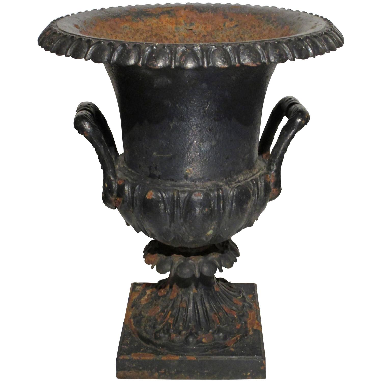Large 19th Century Cast Iron Campana Garden Urn For Sale at 1stdibs