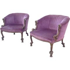Pair of Napoleon III Style Carved Rope Form Bergere Chairs