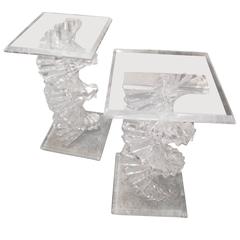 Pair DNA Spiral Lucite Dining Table Desk Console Bases Pedestals Staircase