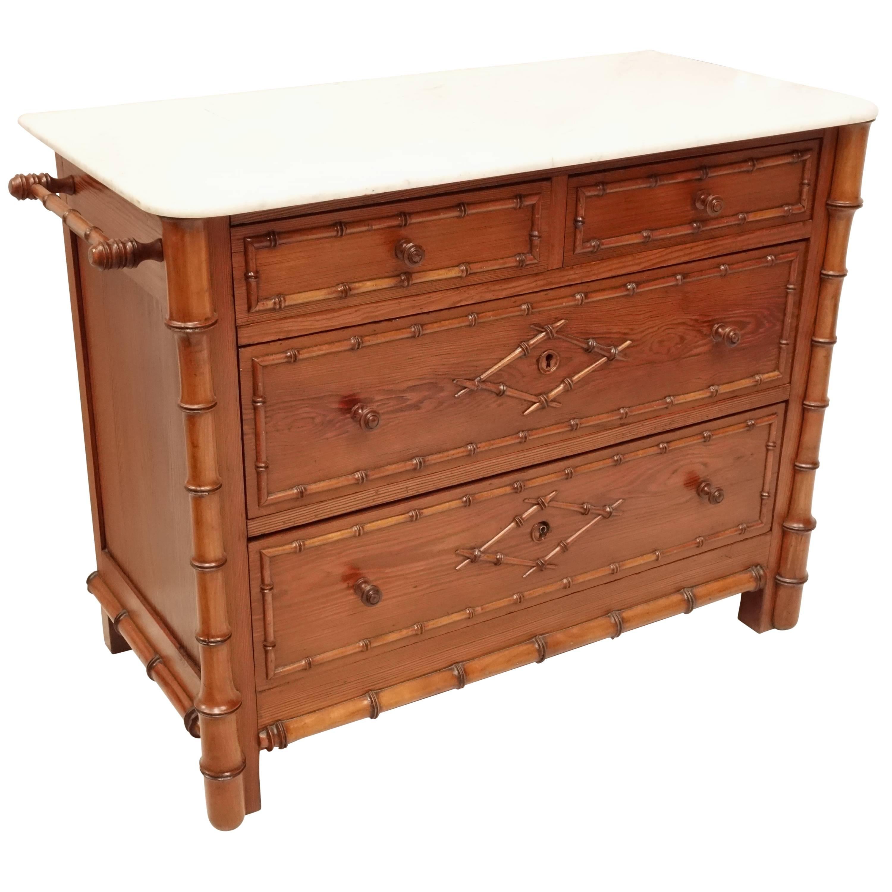 French Faux Bamboo Chest of Drawers