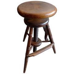French 19th Century High Stool with Revolving Seat
