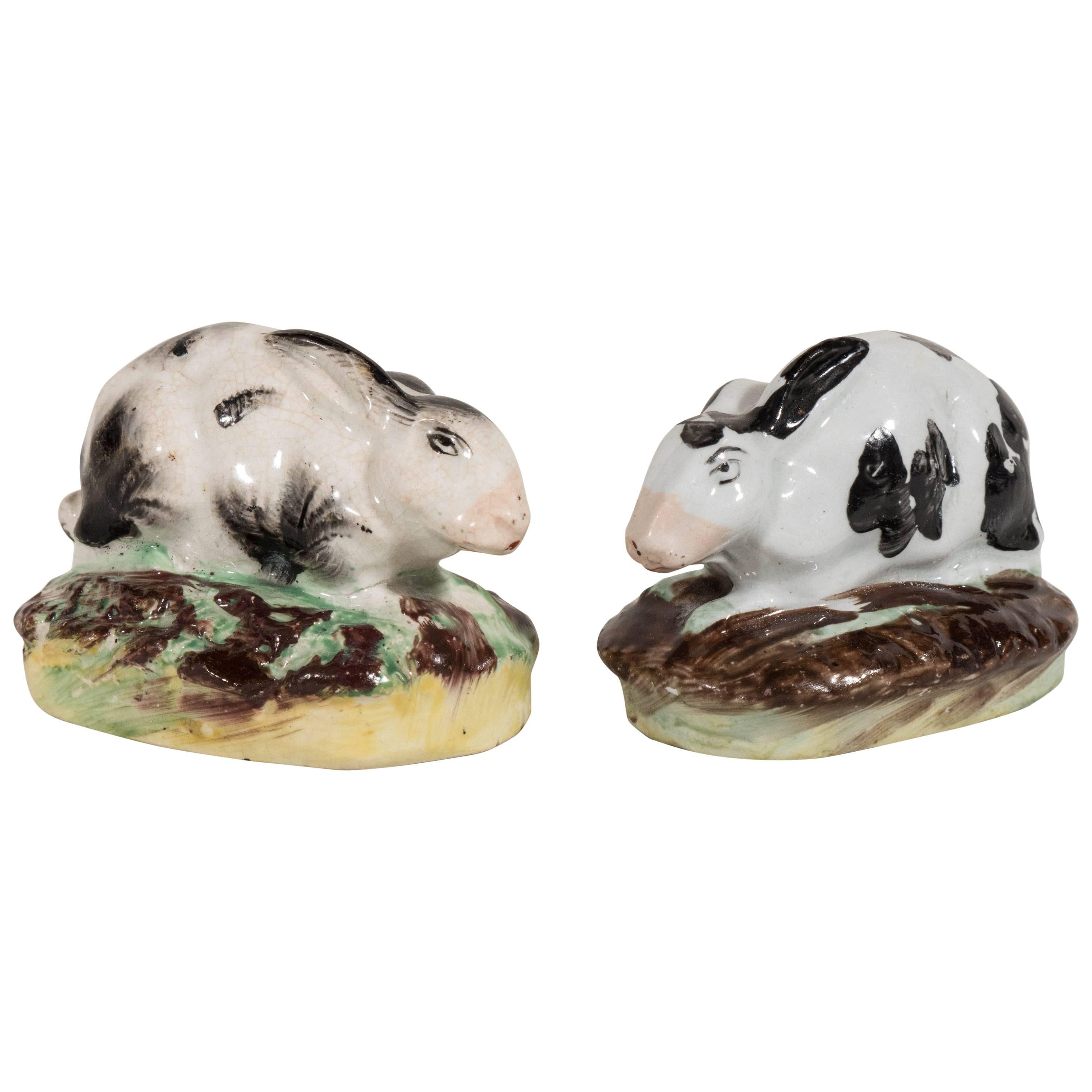 Pair of Miniature Staffordshire Rabbits