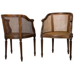 Pair of End of 19th Century Wicker Armchairs in the Louis XVI Style
